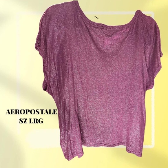 🔔3 FOR $25-Aeropostale purple shimmer lightweight shirt, SZ LRG batwing sleeves - Picture 4 of 9
